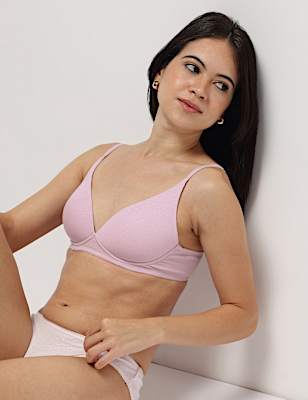Cotton Mix Padded Demi Cup Bra