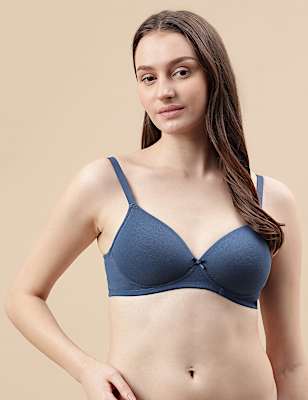 Cotton Mix Padded Demi Cup Bra