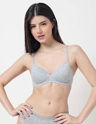 Cotton Mix Padded Demi Cup Bra