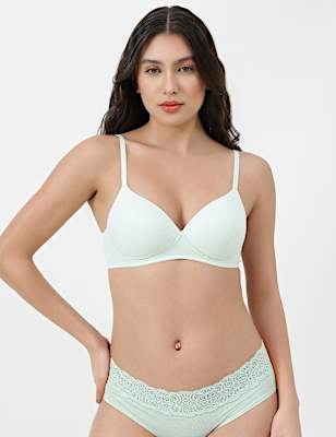 Cotton Rich Plain Sweetheart Neck Bra