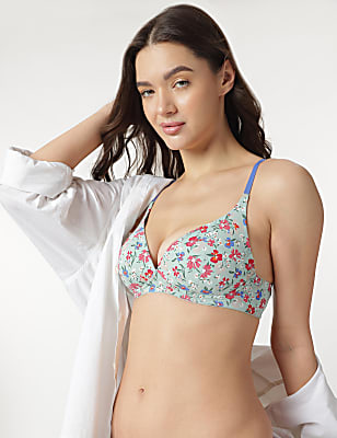Floral Non-Wired Plunge Bra