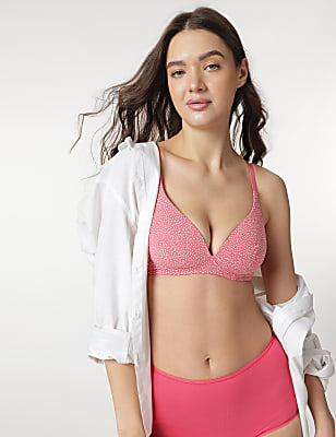 Printed Non-Wired Plunge Bra