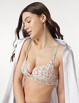 Floral Non-Wired Plunge Bra