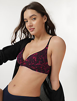 Printed Non-Wired Plunge Bra