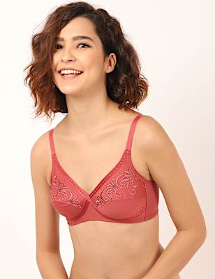 Cotton Mix Embroidered Bra