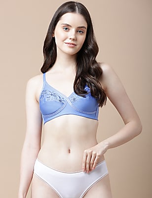 Cotton Mix Embroidered Bra