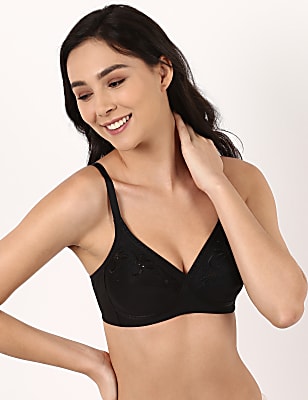 Cotton Mix Embroidered Bra