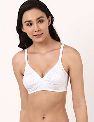Cotton Mix Embroidered Bra