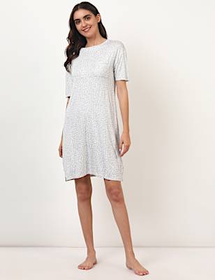 Viscose Mix Printed Round Neck Dress