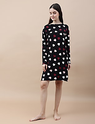 Viscose Mix Printed Round Neck Nightdress