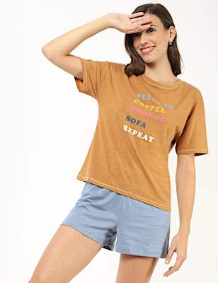 Cotton Mix Printed Round Neck Top