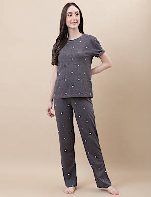 Cotton Mix Crew Neck Loungewear Set