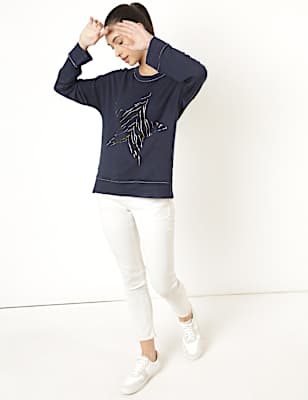 Viscose Mix Printed Round Neck Sweatshirt