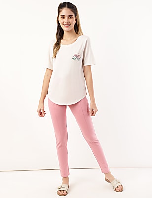 Cotton Mix Floral Round Neck Top