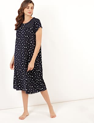 Pure Cotton Printed Round Neck Night Dress