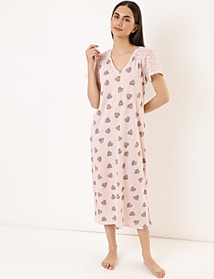 Pure Cotton Printed V-Neck Nightdress