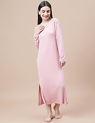 Viscose Mix Lace Crew Neck Nightdress