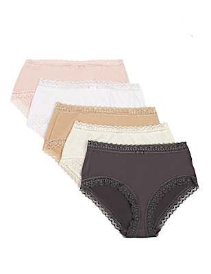5PK High Leg Lace Knickers