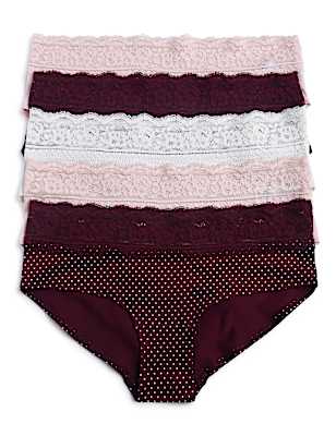 5PK Lace Low Rise Shorts Knickers