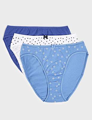 3pk Cotton Rich High Leg Knickers