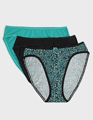 3pk Cotton Rich High Leg Knickers