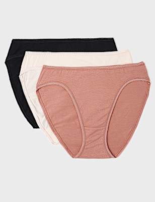 3pk Cotton Rich High-Leg Knickers