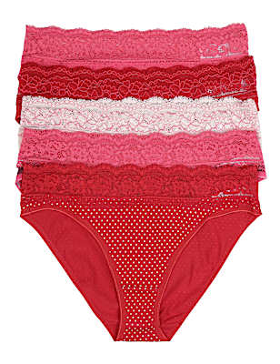 Pack of 5 Printed Lace Trim Knickers