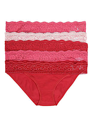 Pack of 5 Printed Lace Trim Knickers