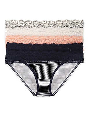 Pack of 5 Printed Lace Trim Knickers