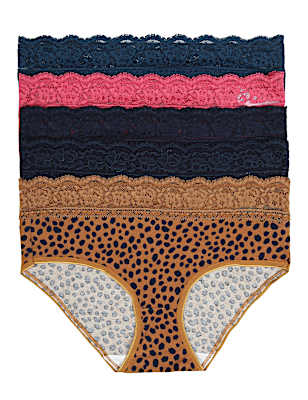 5 Pack Cotton Mix Printed Knickers