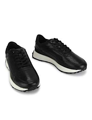 Leather Plain Lace-up Sneakers
