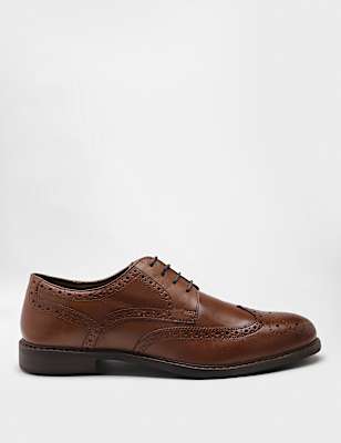 Pure Leather Plain Lace-up Brogues Shoes
