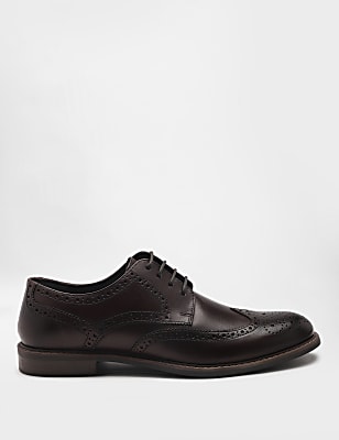 Pure Leather Plain Lace-up Brogues Shoes