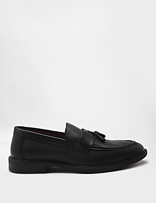 Pure Leather Plain Slip-on Loafers