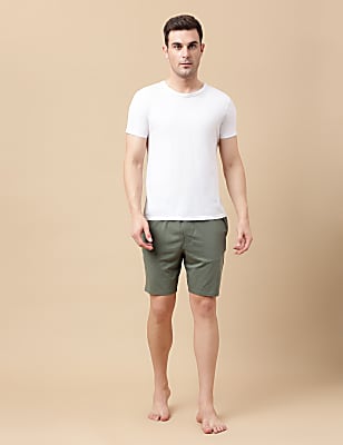 Cotton Blend Solid Shorts