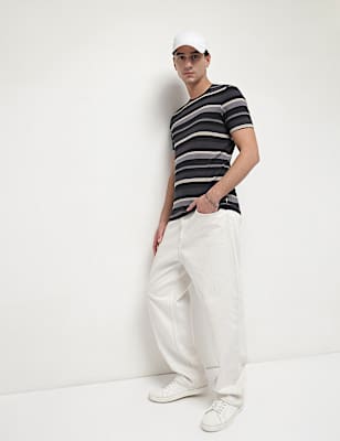 Cotton Modal Horizontal Striped T-Shirt