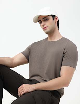 Cotton Rich Plain Crew Neck T-Shirt