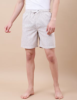 Cotton Mix Striped Relaxed Fit Shorts