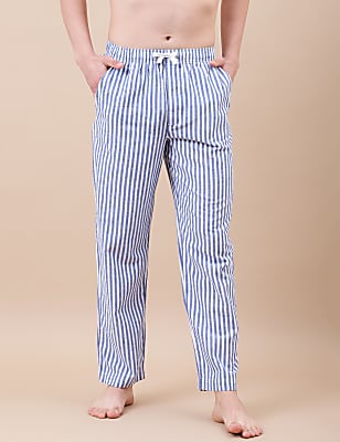 Cotton Mix Striped Relaxed Fit Pants