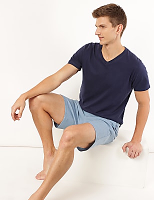 Cotton Blend Textured Shorts