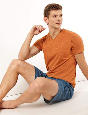 Cotton Blend Textured Shorts