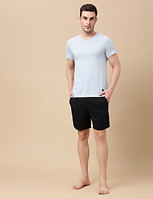 Cotton Blend Textured Shorts