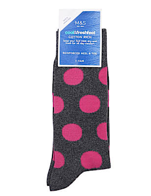 1PK polka grey socks