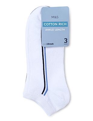 3 Pair Cotton Mix Plain Skinny Fit Socks