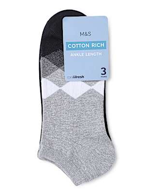 3 Pair Cotton Mix Skinny Fit Socks