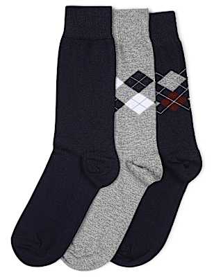 3 Pair of Cotton Mix Printed Socks
