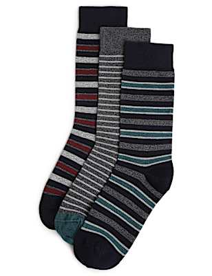 3pk Stripes Ankle Length Socks