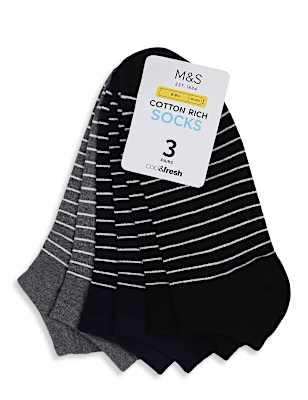 3Pk Stripe Ankle Socks