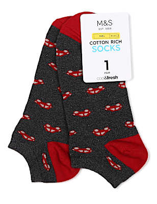 1Pk Mini Cars Ankle Socks