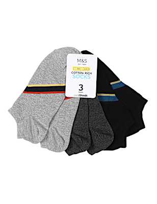 3Pk Athleisure Stripe Ankle Socks